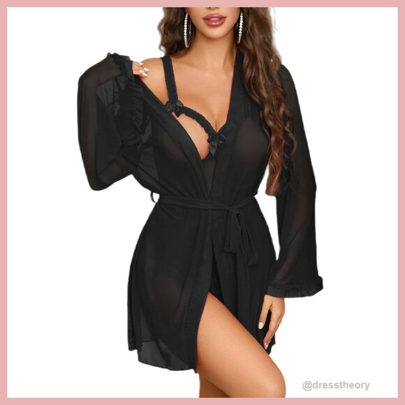chinese dress ladies Widow Sheer Floral Lace Teddy Dress